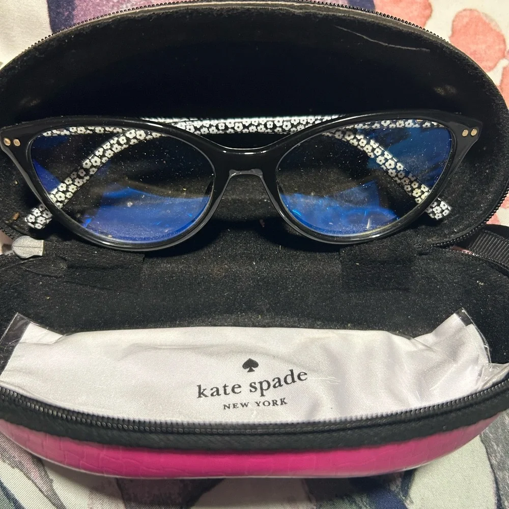 Kate Spade New York Black Eyeglasses Floral Arms Frames Only EUC - Picture 1 of 4